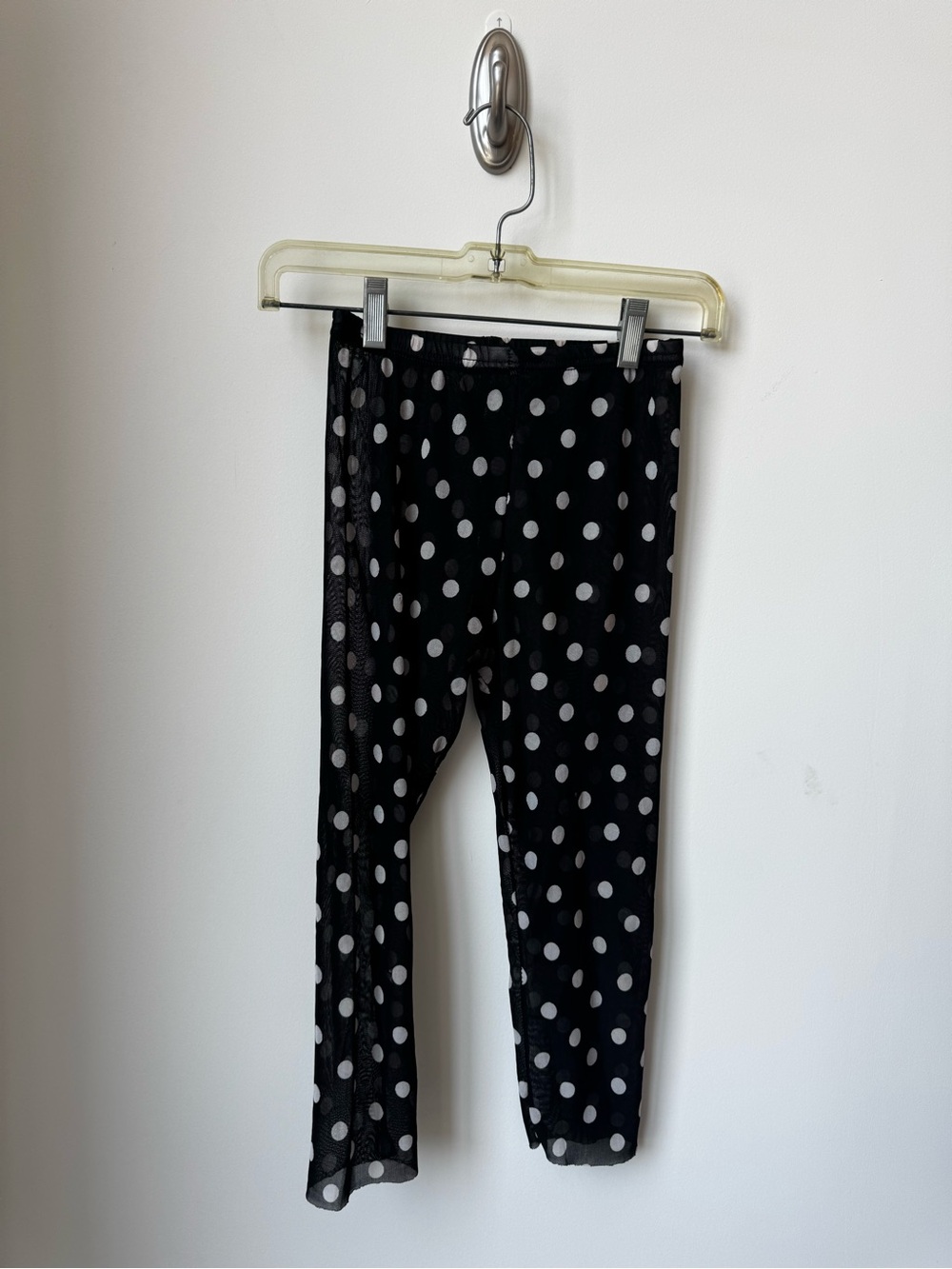 Black Polka Dot Mesh Capri Leggings